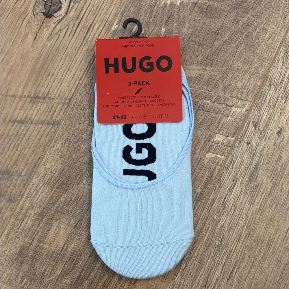 🆕 Hugo Boss Women's Sky Blue Invisible Socks 2 Pack